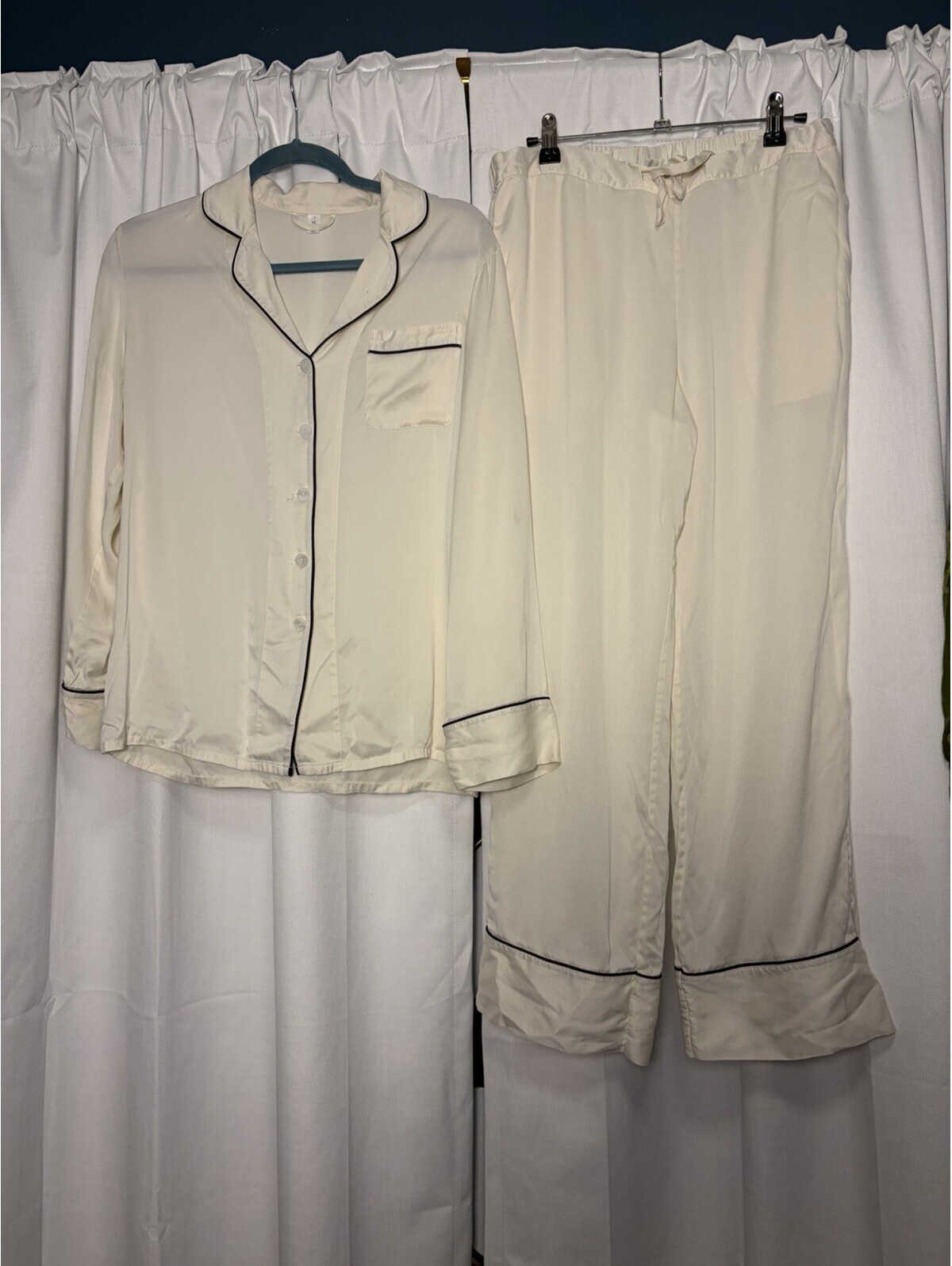 Mommesilk Classic Silk Pajamas Set Natural White Mulberry Silk Size Small $198 — image 2 of 8